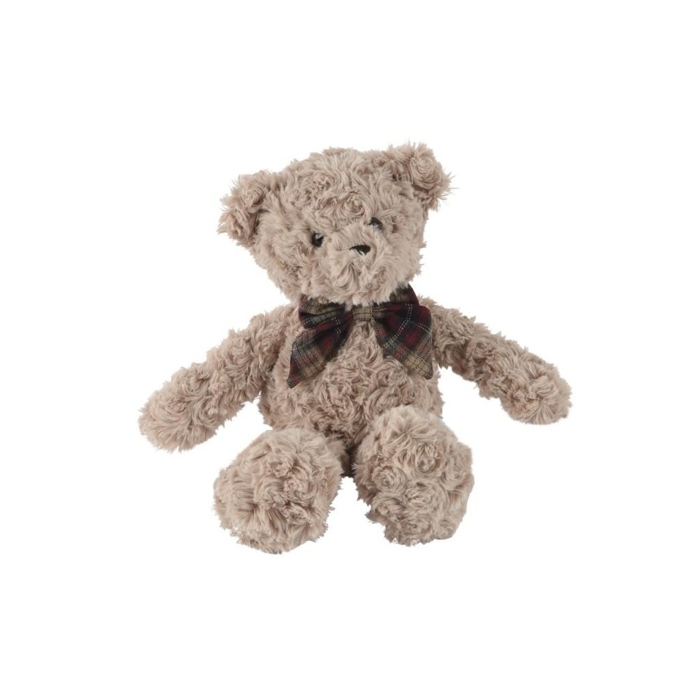 ORSO PELUCHE MARRONE CON FIOCCO QUADRI H.21